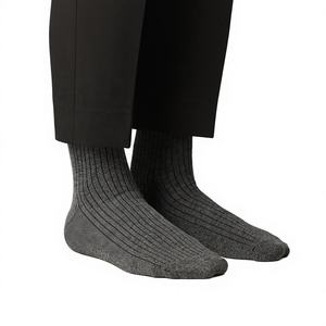 Calcetines de Algodón para Hombre, Transpirables, Gruesos, a Media Pantorrilla, de Vestir, Color Sólido, Diseño Acanalado Coreano, para Negocios, Uso Diario, ODM, Lisos - Product Image 1