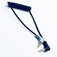 Câble audio spiralé rouge à angle droit de 90 degrés, 3,5 mm, gaine en PVC, connecteur plaqué or, DC3.5 vers 3 pôles vers 3/4 pôles pour microphone