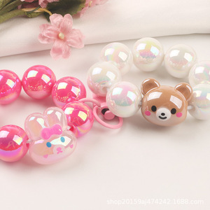 Nuevo lindo conejo cadena llavero colgante fresco Color sólido redondo cuenta accesorios auricular funda bolsa Decoración - Product Image 2