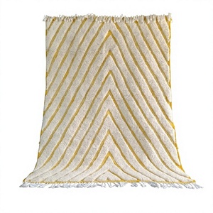 Moroccan Unique Beni Ourain <b>Rug</b> Hand Made Moroccan <b>Boho</b> Beni Ourain <b>Rug</b> Albertina Hand Knotted Wool Cotton Cream Beige Area <b>Rug</b> - Product Image 1