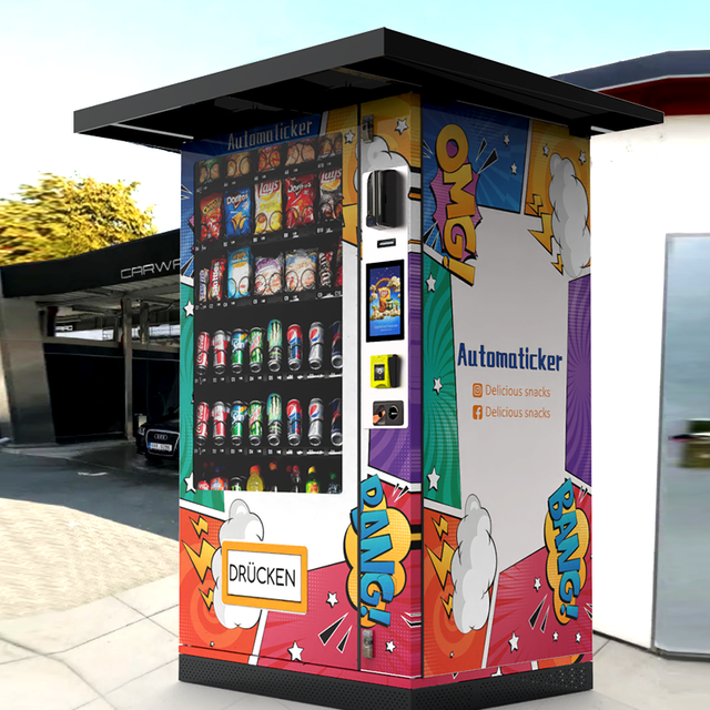 USA Outdoor New Model Hot and Cold Drinks Vending Machine Beverage Noodle Vending Machine with Canopy