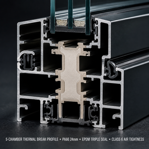 Set di Porte e Finestre in Alluminio Personalizzate con Profilo a Taglio Termico e Vetro Temperato per Edifici Residenziali e Commerciali - Product Image 3