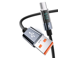 Cable USB C con Apagado Automático Inteligente de 240W, Pantalla Digital Transparente, Cable de Carga Rápida USB-C - PD 27W para iPhone 15 14 Apple