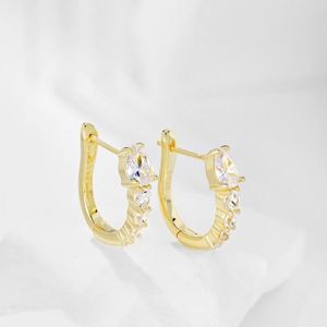 Dylam Luxury <b>Fine</b> Fashion Women Jewellery Rhodium 18K Gold Plated 5A Zirconia Diamond Hoop Snake U Shape <b>Stud</b> <b>Earrings</b> - Product Image 4