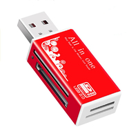 Lector de Tarjetas de Memoria USB 2.0 Externo de Aleación de Aluminio Todo en Uno, Compatible con Tarjetas TF, SD, MS, MMC y XD