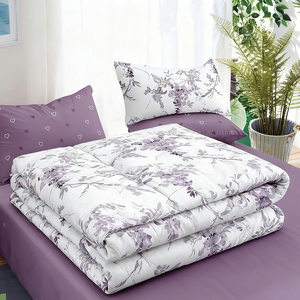 Juego de Ropa de Cama de Poliéster con Estampado Floral de Glicinia Morada, Disponible en Polonia, para Envío Directo en la UE, Juego de 3 Piezas - Product Image 2