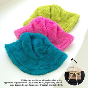 Everyday <b>Winter</b> Faux Fur Bucket Hat Unisex Soft Fluffy Warm Lightweight Fleece Fisherman <b>Cap</b> for Women Men - Product Image 4