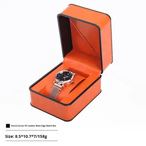 Tùy Chỉnh Tròn Góc PU Da Hộp Đồng Hồ Với Nhung Lót Lật Bìa Màu Đen-Edged Quà Tặng Caja De Reloj Lưu Trữ Bao Bì Hộp - Product Image 6