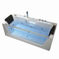 Baignoire moderne en acrylique pour 2 personnes Baignoire de massage à jet tourbillon avec verre Baignoire de salle de bain autoportante