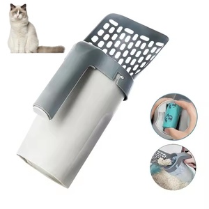 Benutzer definierte tragbare 2 in 1 Katzenstreu Schaufel schaufel mit Abfall behälter Müll und Kot beutel Behälter Wurfs chaufel für Schaufel Katzen sand - Product Image 1
