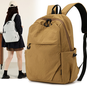 Casual Sports <b>Backpack</b> Khaki Lightweight Adjustable Strap <b>Men</b> Business Travel Solid Color Interior Zipper Pocket - Product Image 1