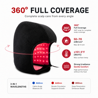 Casque de croissance capillaire IBN avec thérapie par lumière rouge et bleue, 164 perles LED, design portable pour la croissance des cheveux