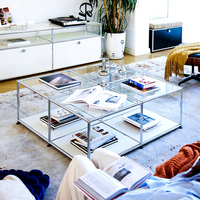 Table basse modulaire, style Bauhaus, rangement simple en acier inoxydable, salon, armoire modulaire transparente, table à thé