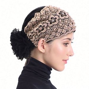Nouveau design de turban musulman pour femmes, style fleurs en dentelle, respirant, avec accessoires en strass, multifonctionnel pour l'extérieur - Product Image 6
