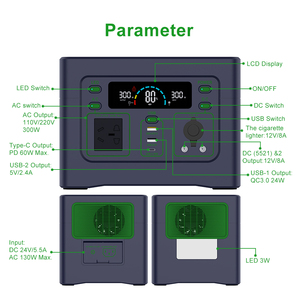 Sistema de estación de suministro de energía de almacenamiento de energía al aire libre 288Wh estación de energía Camping Lifepo4 estación de energía Solar portátil 300W - Product Image 4