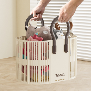 Tùy Chỉnh Xách Tay Gấp Lưu Trữ Đồ Chơi Giỏ Lưu Trữ Đồ Chơi Nhựa Có Thể Gập Lại Giặt Giỏ - Product Image 3