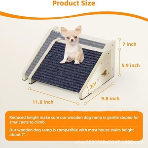 Rampa de madera para perros de 11.8x9.8x5.9 pulgadas, escalera antideslizante para mascotas pequeñas, gatos y mascotas mayores - Product Image 5