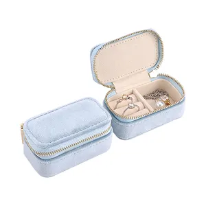 Grosir Kustom Zip Mini Travel Storage Jewellery Case dan Velvet Jewelry Box