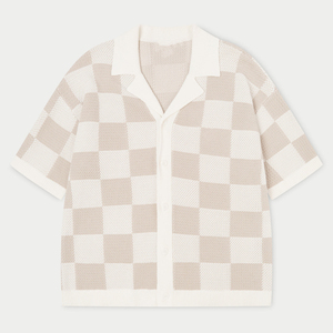 Logo Design personalizzato scollo a <span class=keywords><strong>Polo</strong></span> con collo traforato maglieria estiva a manica corta in cotone uncinetto maglia maglia maglia maglia camicia da uomo - Product Image 6