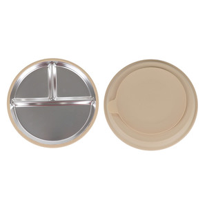 Assiettes à ventouse personnalisées <span class=keywords><strong>en</strong></span> acier inoxydable pour bébé, assiettes divisées de 9 pouces pour tout-petits avec manchons <span class=keywords><strong>en</strong></span> <span class=keywords><strong>silicone</strong></span> amovibles pour enfants - Product Image 3