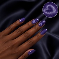 Faux ongles en gros, courts, forme amande, effet œil de chat, magnétiques, motif cœur, étiquette privée, ongles artificiels en gros