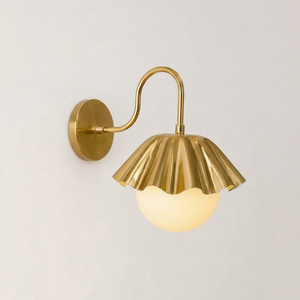 Modern Brass Finish <b>Wall</b> Lamp Fluted Metal <b>Sconce</b> Recessed <b>Wall</b> Mounted <b>Light</b> for Living Room Bedroom - Product Image 1