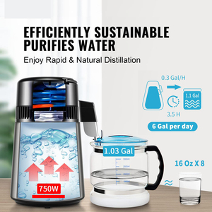 Distillateur d'eau électrique en acier inoxydable 4L 1,05 <span class=keywords><strong>gallon</strong></span> Purificateur d'eau pure Filtre pour la maison Comptoir de cuisine Fabricant d'eau distillée - Product Image 4