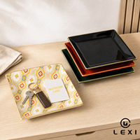 Plateau de rangement pour clés d'entrée, finition brillante, gamme de couleurs unies, bord doré, en céramique, vente en gros, pour la maison, le couloir, la table d'entrée, cadeau, décoration LEXI