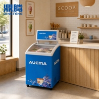 Congélateur coffre commercial à refroidissement profond -30°C AUCMA SD-180 SD-330 SD-510 avec couvercle en verre incurvé pour présentation de glaces