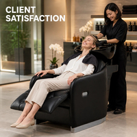 Fauteuil de lavage de luxe noir pour salon de coiffure, ergonomique, avec bac à shampoing intégré, vente en gros usine