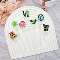 Décorations de pailles en PVC souple en forme de balles de tennis, 10 mm, réutilisables, anti-poussière, pour gobelets et accessoires de boisson