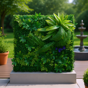 Panneaux muraux en gazon artificiel 20 x 20 pouces, verdure 3D pour la décoration, l'intimité, style moderne, utilisation intérieure et extérieure - Product Image 2