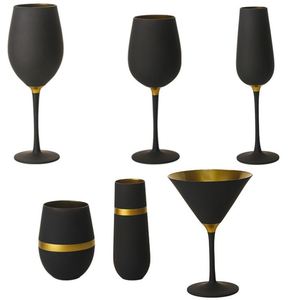 Matte Black Gold <b>Wine</b> Glass <b>Goblets</b> Elegant Anniversary <b>Wine</b> Glasses European American Style Glassware Set Party Crystal - Product Image 1