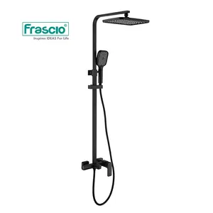 Frascio מכירה לוהטת פליז ברז אמבטיה מקלחת סט כיכר מאט שחור עבור מקלחת חדר רחצה גשם מקלחת סט מגופים