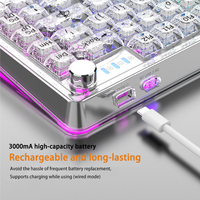 PC transparan keycap struktur gasket XK86B RGB nirkabel panas swapple keyboard gaming mekanik