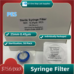 ตัวกรองฉีดยา PTFE แบบกันน้ำ ขนาด 25 มม. 0.22 ไมครอน คุณภาพสูง สำหรับการกรองตัวอย่างในห้องปฏิบัติการ HPLC พร้อมตัวอย่างฟรี XZ Lab - Product Image 2