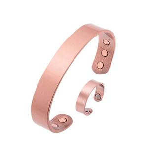 Pure Copper <strong>Magnetic</strong> Ring <strong>Bracelet</strong> Set Minimalist Style For Men And Women