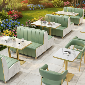 Ensemble table et chaise de restaurant commercial en bois massif moderne pour café et service de restauration rapide - Product Image 1