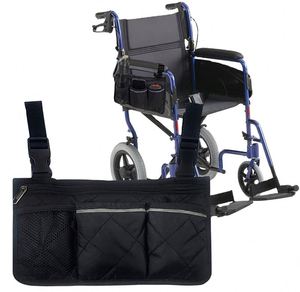 Sac de rangement latéral imperméable pour fauteuil roulant avec porte-gobelet, certifié BSCI - Product Image 1