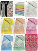 CHOCOO vente en gros 2025 dame robe perle dentelle tissu vert 3d broderie perlée dentelle tissu pour les femmes