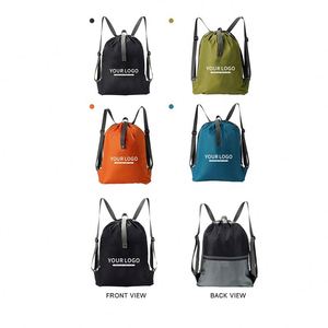 Vente en gros de sacs de courses réutilisables imperméables extra large sac à dos en tissu polyester avec cordon de serrage impression par sublimation motif lettre - Product Image 4