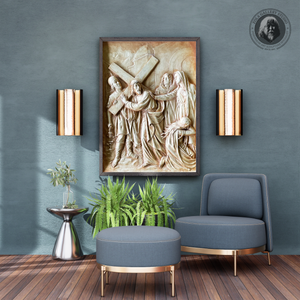 พระเยซูได้พบกับพระแม่ของเขาบรรเทาอารมณ์อ่อนโยนในช่วงเวลาศักดิ์สิทธิ์เหมาะสำหรับการจัดแสดงผนังทางศาสนาหรือโบสถ์ - Product Image 3