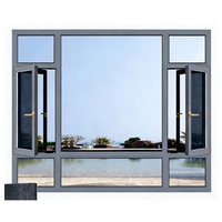 Ventana Abatible de Aleación de Aluminio Resistente a Impactos de Huracanes, Vidrio Templado, Malla de Acero Inoxidable, Certificación Energy Star