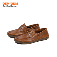 Chaussures de navigation vintage d'été en cuir véritable à bout rond pour hommes, décontractées, à lacets, semelle souple, cousues à la main en cuir de cheval, directement de l'usine OEM