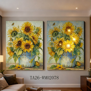 Quadro luminoso a LED con girasoli <span class=keywords><strong>di</strong></span> <span class=keywords><strong>Van</strong></span> <span class=keywords><strong>Gogh</strong></span>, stampa su tela personalizzata per decorare il soggiorno - Product Image 2