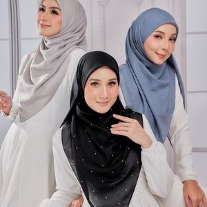 Lujo Shimmer Malay Tudung Square Impresión digital Tradicional Musulmana Mujeres Bufandas Chales <span class=keywords><strong>Hijab</strong></span> Leaf Dot Nuevo - Product Image 1