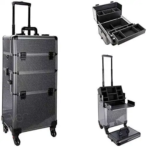 Individueller professioneller heißgewalzter Kosmetikkoffer Trolley Kosmetikkoffer mit 4-Schubladen Aluminium-Makeup mit Schlössern