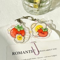 Porte-clés en acrylique personnalisé avec motif de dessin animé de tomate et d'œuf imprimé en UV couleur, breloque de sac mignonne pour couple, pendentif assorti