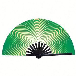 Abanico portátil grande de 33 cm ZPB Clack Fan de bambú con letras griegas, arte folclórico clásico, abanicos de mano para la hermandad Zeta Phi Beta, gigante y duradero. - Product Image 4