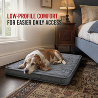 Matelas orthopédique pour chien, profil bas, gris, matelassé, avec housse imperméable lavable pour chiens âgés